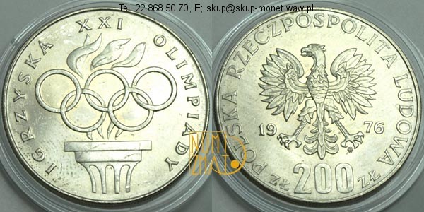 Warszawa – 200 zł 1976 r. – Igrzyska XXI Olimpiady (Kanada – Montreal) dwieście złotych