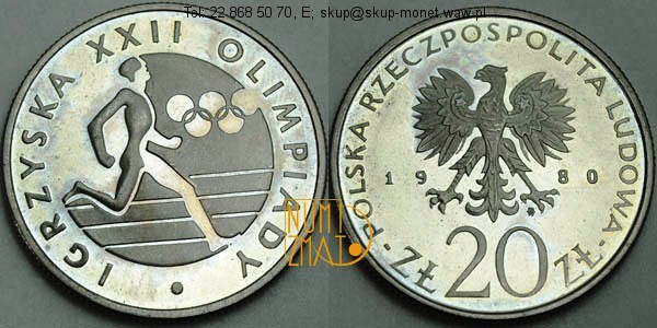 Warszawa – 20 zł 1980 r. – Igrzyska XXII Olimpiady – Moskwa 1980, dwadzieścia złotych