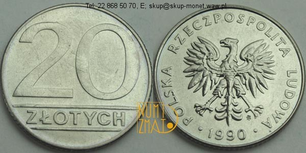 Warszawa – 20 zł 1990 r. dwadzieścia złotych