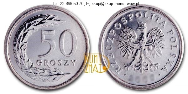 Warszawa – 50 gr 2008 r. pięćdziesiąt groszy