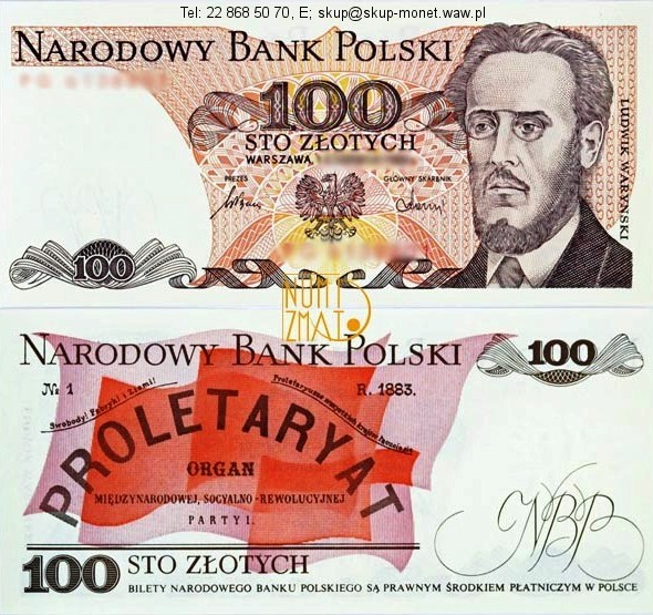 Warszawa – Banknot 100 zł 1976 SERIA CZ, WARYŃSKI sto złotych UNC