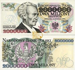 Warszawa – Banknot 2000000 Zł 1993 PADEREWSKI Dwa Miliony Złotych UNC ...